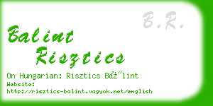 balint risztics business card